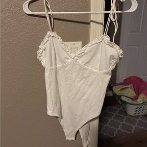 White Ruffled Bodysuit Superdown